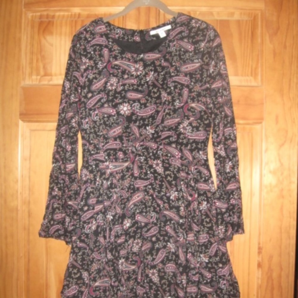 Miami Patterned Long Bell Sleeve Dress